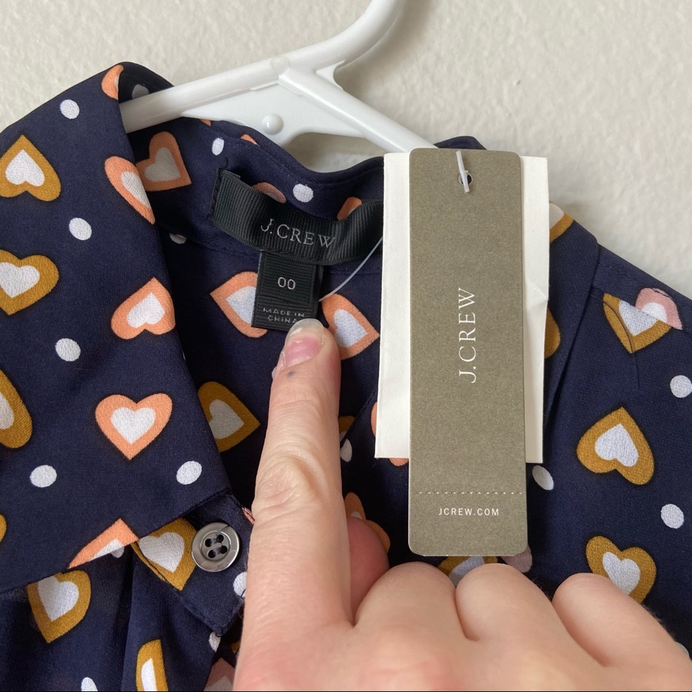 J. Crew Hearts Sleeveless Blouse Heart Navy - Picture 6 of 6